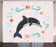 Nautical Ocean Animal Line Dolphin Pattern Window Curtain Home Decor