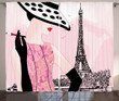 Woman Eiffel Tower Printed Window Curtain Home Decor