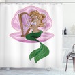 Fairytale Mermaid In Shell Art Pattern Shower Curtain Home Decor