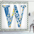 Floral Abc Theme Letter W Pattern Shower Curtain Home Decor