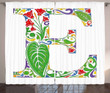 Nature Inspired Pattern Letter E Printed Window Curtain Home Decor