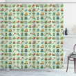 Outdoor Activity Things Pattern Printed Shower Curtain Bathroom Decor