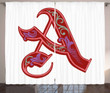 Classic Ornate Initial Letter A Printed Window Curtain Home Decor