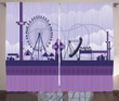 Park Fair Grounds Ferris Wheel Purple Printed Window Curtain Home Decor