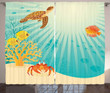 Tropical Fish And Sea Turtle Under Ocean Printed Window Curtain Home Decor