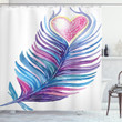 Feathers Vibrant Heart Printed Shower Curtain Bathroom Decor