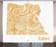 Egypt Map Flower In White Printed Window Curtain Home Decor