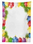 Xmas Tree Pines Leaves Colorful Balloons Design Printed Tablecloth Home Decor
