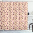 Delicate Exotic Flowers Pattern Printed Shower Curtain Bathroom Decor