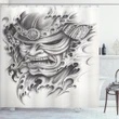 Warrior Samurai Art Printed Shower Curtain Bathroom Decor