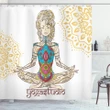 Meditating Girl Mandala Printed Shower Curtain Bathroom Decor