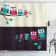 Family Of Owls Cartoon Printed Shower Curtain Bathroom Decor