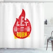 Grunge Typography Flame Fire Pattern Printed Shower Curtain Home Decor
