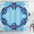 Blue Ornamental Flowers Blue Pattern Printed Shower Curtain Home Decor