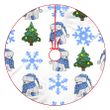 Christmas New Year Bear And Blue Snowflake Christmas Tree Skirt Home Decor