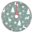 Illustrated White Reindeer Snowflakes And Trees Pattern Christmas Tree Skirt Home Decor