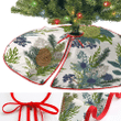 Christmas Botanical Vintage Cone And Flowers Christmas Tree Skirt Home Decor