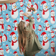 Christmas Snowman In Red Santa Hat And Scarf Wallpaper Wall Mural Home Decor
