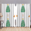 Green Trees With Star On Top And Bells Pattern Window Curtains Door Curtains Home Decor