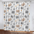 Cozy Winter Illustration Pattern With Gift Boxes Leaves And Ornaments Window Curtains Door Curtains Home Decor