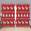 Trendy Illustrated Deerr Fir Trees And Snowflakes On Red Background Window Curtains Door Curtains Home Decor