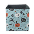 Halloween Light Blue Pattern With Main Symbols And Maple Leaves Storage Bin Storage Cube