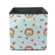 Lovely Lion And Red Stars On Blue Background Storage Bin Storage Cube
