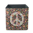 Hippie Themed Pattern With Impressive Flowers And Peace Sign Storage Bin Storage Cube