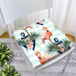 Beautiful Flamingo With Blue Anchor And Palm Leaves Chair Pad Chair Cushion Home Decor