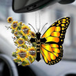 Black And Yellow Butterfly Sunflower God Says You Are Mica Ornament