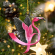 Beautiful Design Breast Cancer Flamingo Shape Ornament