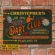 Darts Club Vintage Design Rectangle Metal Sign Custom Name Year Place