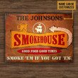 Good Food Good Times Smokehouse Orange Rectangle Metal Sign Custom Name