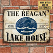 Blue Circle Canoeing Lake House Rectangle Metal Sign Custom Name Year