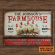 Funny White Chicken Farmhouse Rectangle Metal Sign Custom Name Year