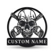 Scared Skull Plumbing Custom Name Cut Metal Sign