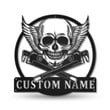 Skull Plumbing With Wings Custom Name Cut Metal Sign