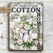 Farmhouse Cotton Homestead White And Grey Checked Rectangle Metal Sign Custom Name Year
