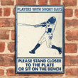 Baseball Players Short Bats Rectangle Metal Sign Nice Design