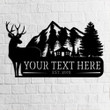 Deer House In Forest Cut Metal Sign Custom Name And Time