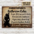 Bear Roaring Bathroom Rules Rectangle Metal Sign Custom Name