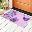 The Beauty Of Purple Butterfly With Floral Doormat Home Decor