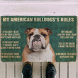 American Bulldog House Rules Vintage Dark Green Design Doormat Home Decor