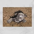 Cute Grey Dog In The Hole Of Ground Design Doormat Home Decor