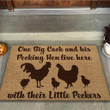 One Big Cock And His Pecking Hen Live Here Gift For Chicken Lovers Doormat Home Decor