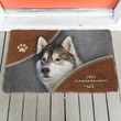 Love Alaskan Malamute Brown Leather Zipper Design Doormat Home Decor
