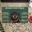 My Dachshund Rules Hy Humans Lover Me Vintage Harlequin Design Doormat Home Decor