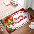 Merry Christmas Golden Bells Pine Tree Red Background Doormat Home Decor
