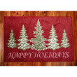 Happy Holiday Christmas Trees Red Themed Doormat Home Decor