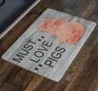Must Love Pigs Cute Babies Vintage Wood Background Doormat Home Decor